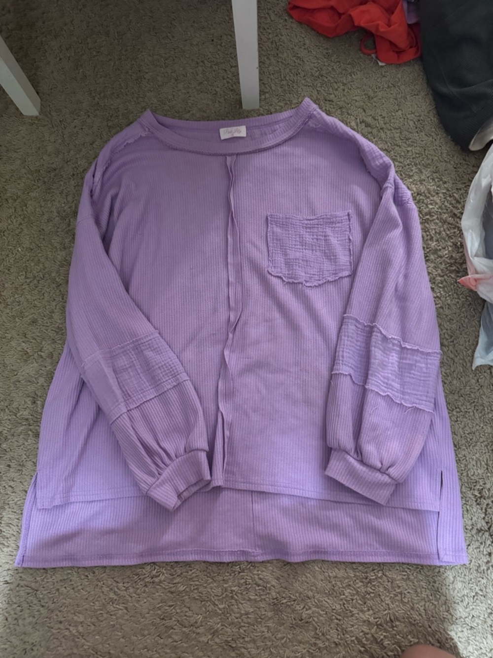 Pink Lily Lavender Waffle Knit Top